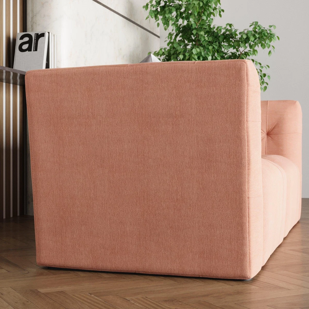 Modular Squish Clay Tonal Chenille 2 Seater Sofa Tonal Chenille Clay – image 3