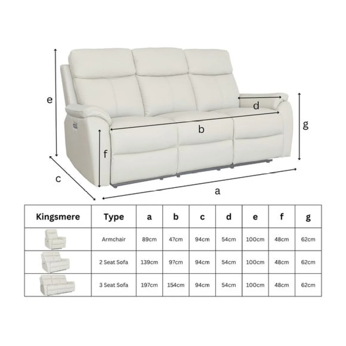 Aspire Kingsmere Leather Power Recliner 2 Seater Sofa – image 7