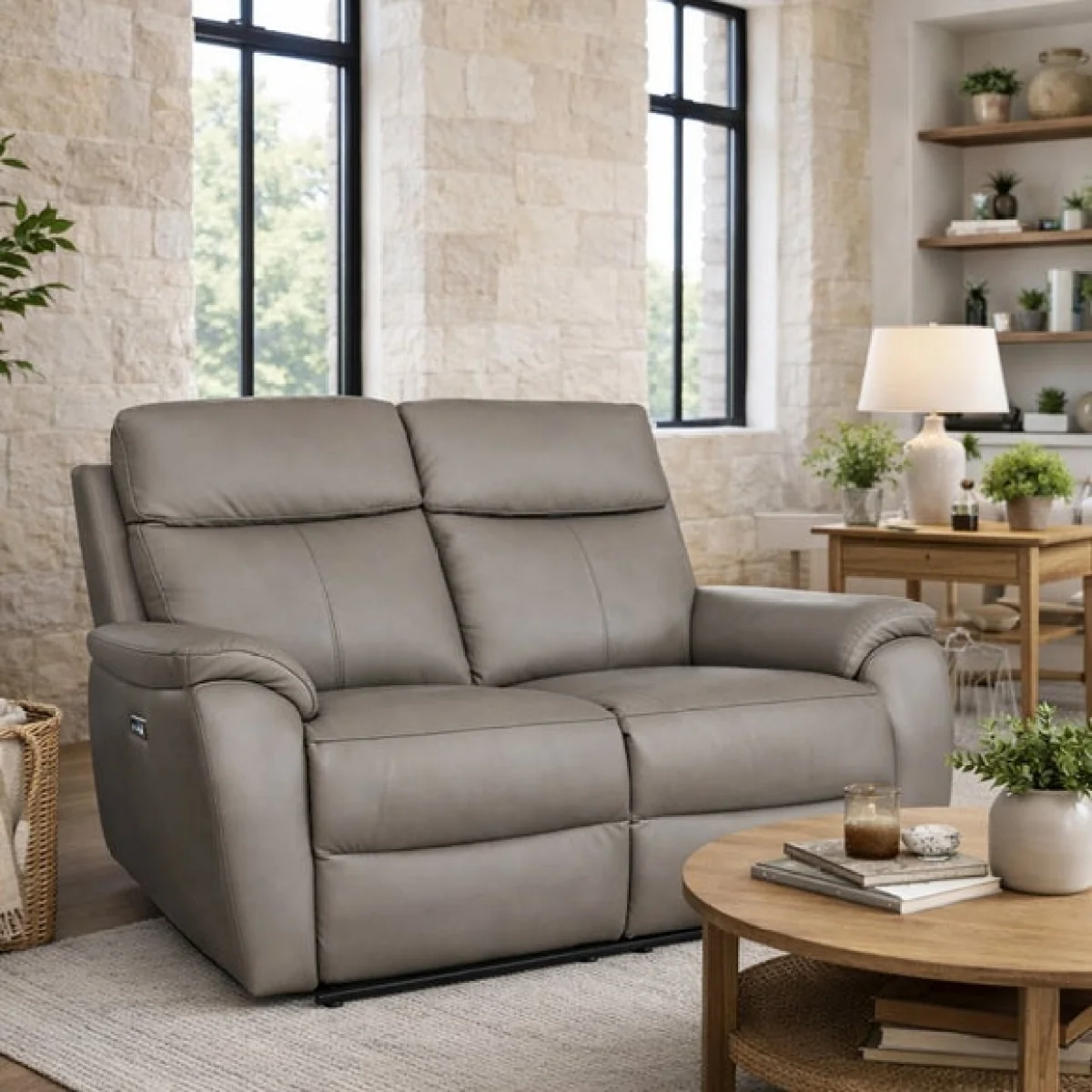 Aspire Kingsmere Leather Power Recliner 2 Seater Sofa – image 1