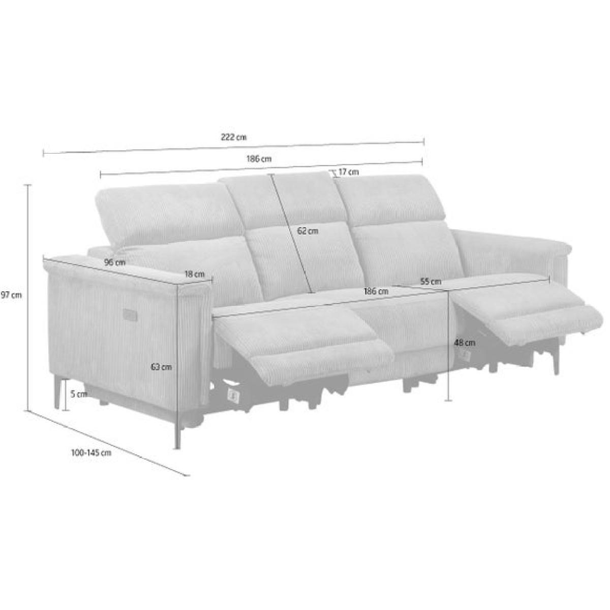Lund Corduroy Power Recliner 3 Seater Sofa – image 9