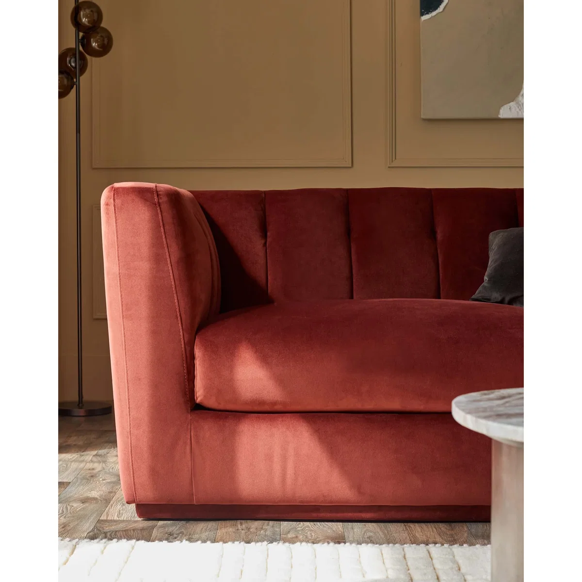 Valentina red velvet 2 seater sofa – image 3
