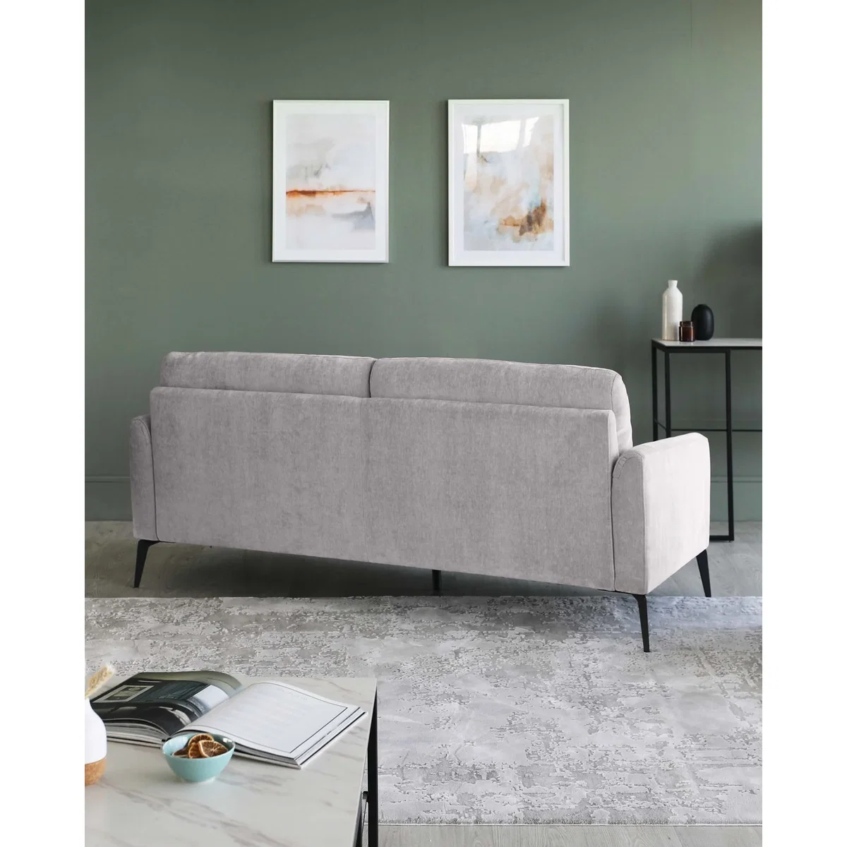 Brooks Light Grey Fabric Pleat 3 Seater Sofa – image 12