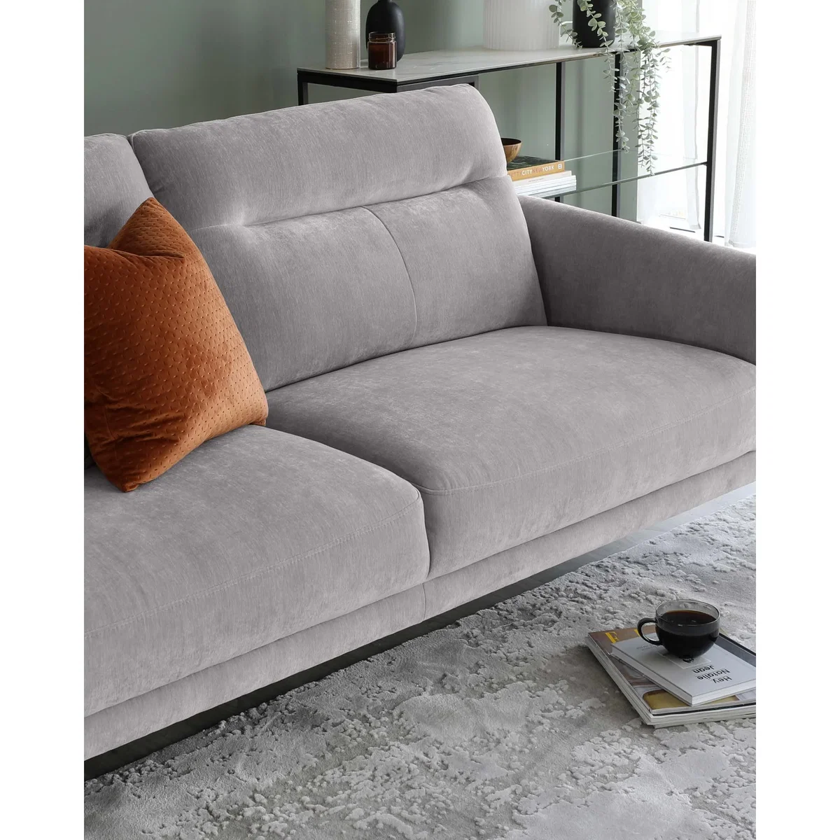Brooks Light Grey Fabric Pleat 3 Seater Sofa – image 3