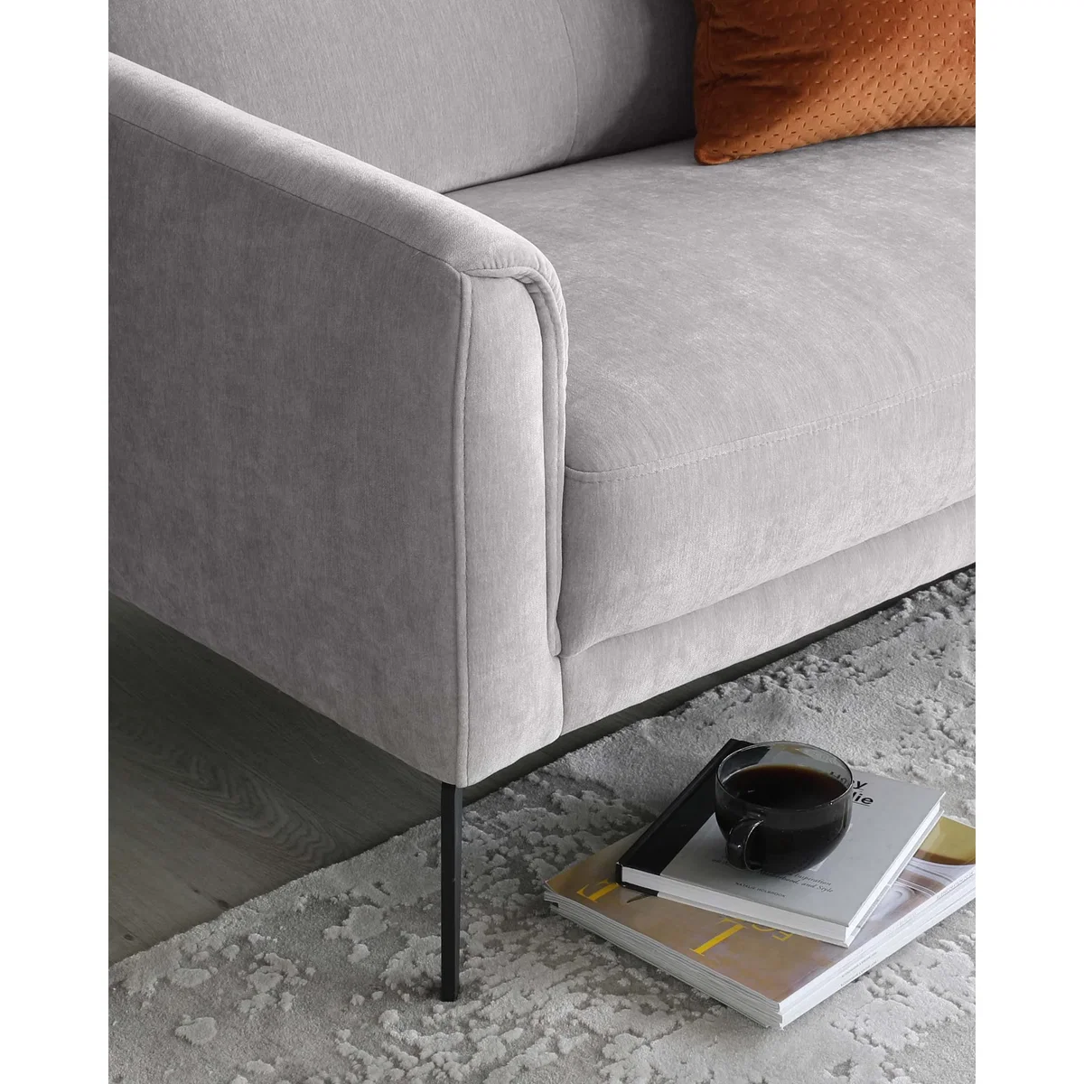 Brooks Light Grey Fabric Pleat 3 Seater Sofa – image 4