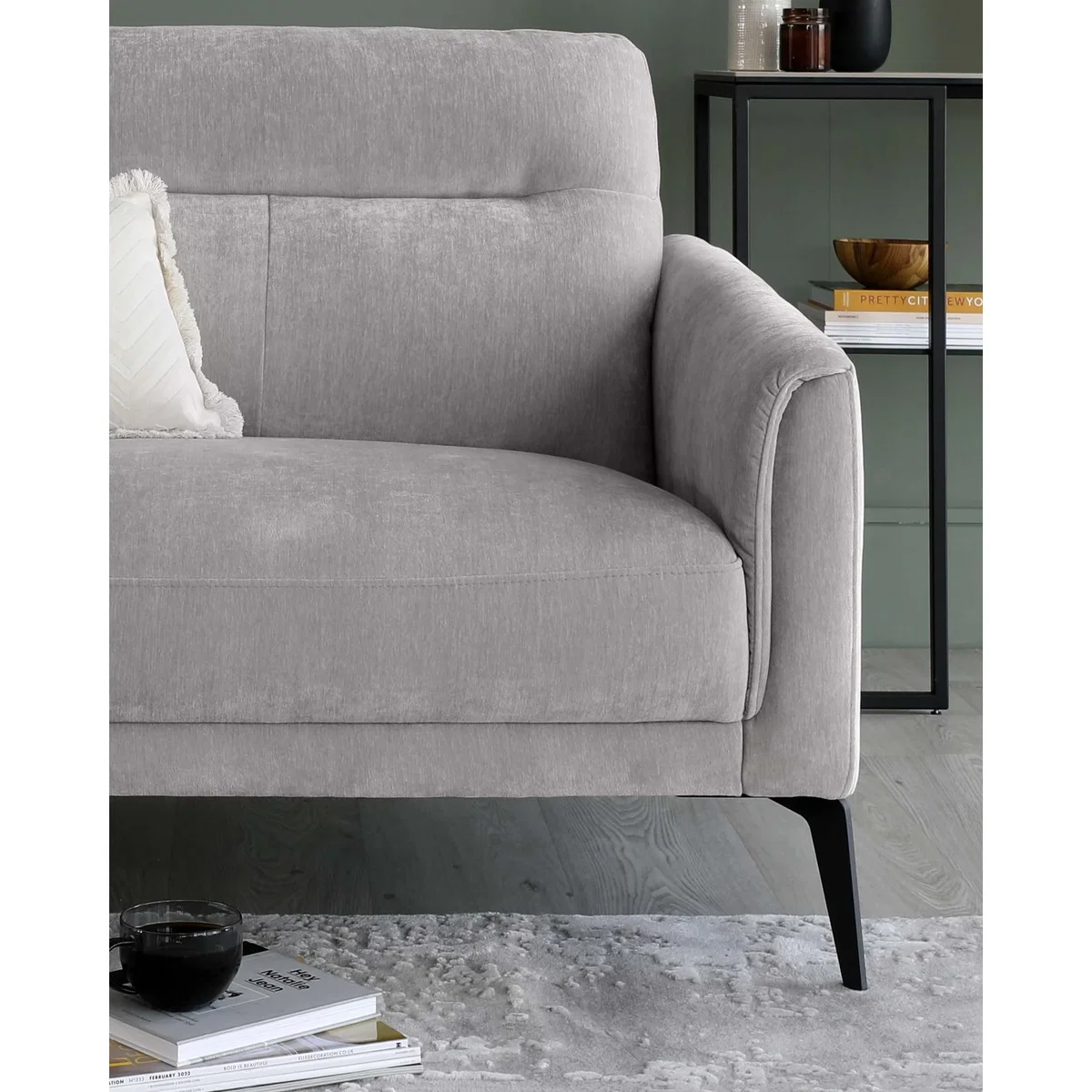 Brooks Light Grey Fabric Pleat 3 Seater Sofa – image 6