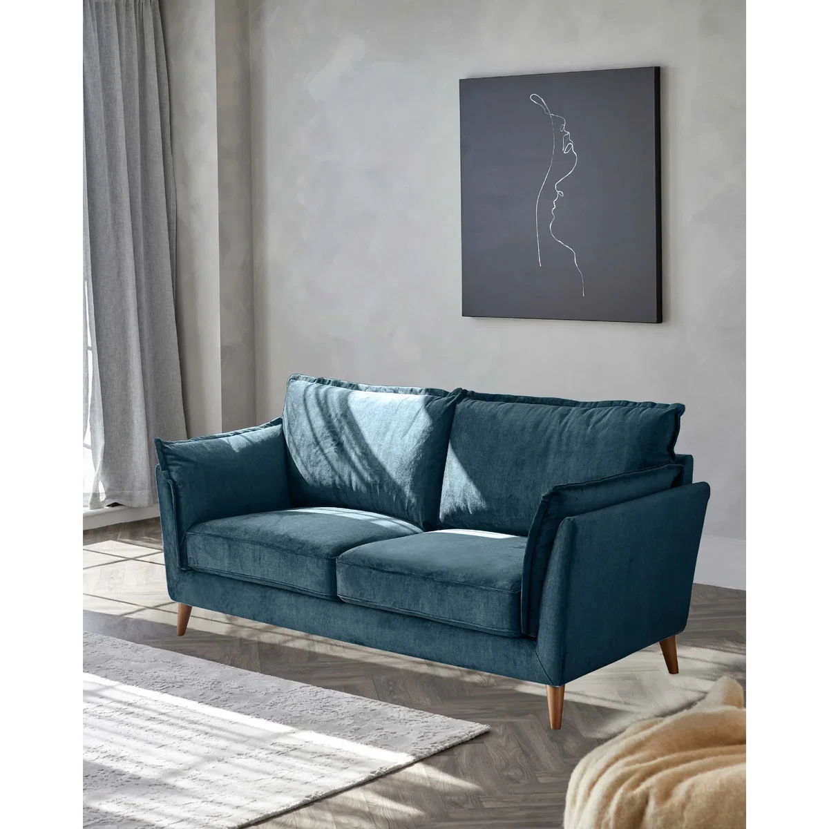 Otto Dark Blue Chenille 2 Seater Sofa – image 2