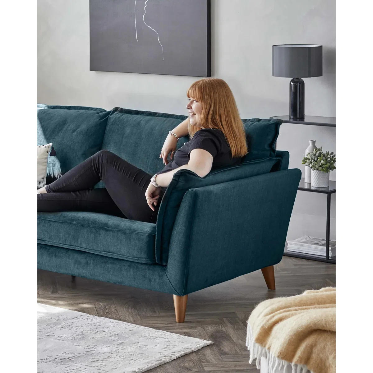Otto Dark Blue Chenille 2 Seater Sofa – image 4