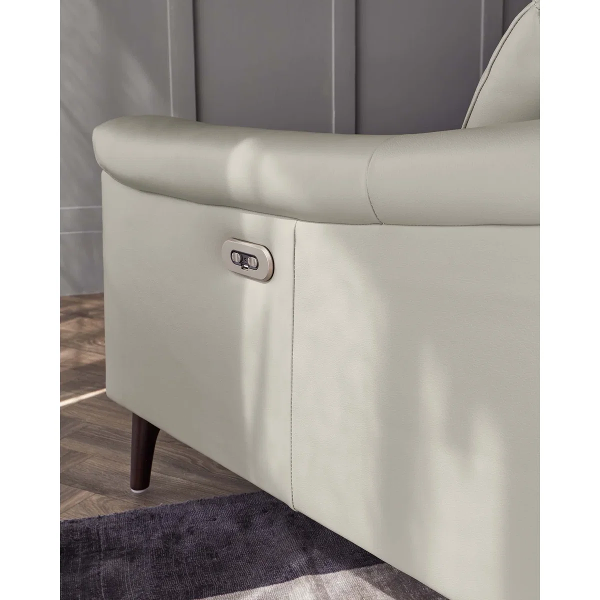 Serene Light Grey Leather 2 Seater Recliner Sofa – image 4