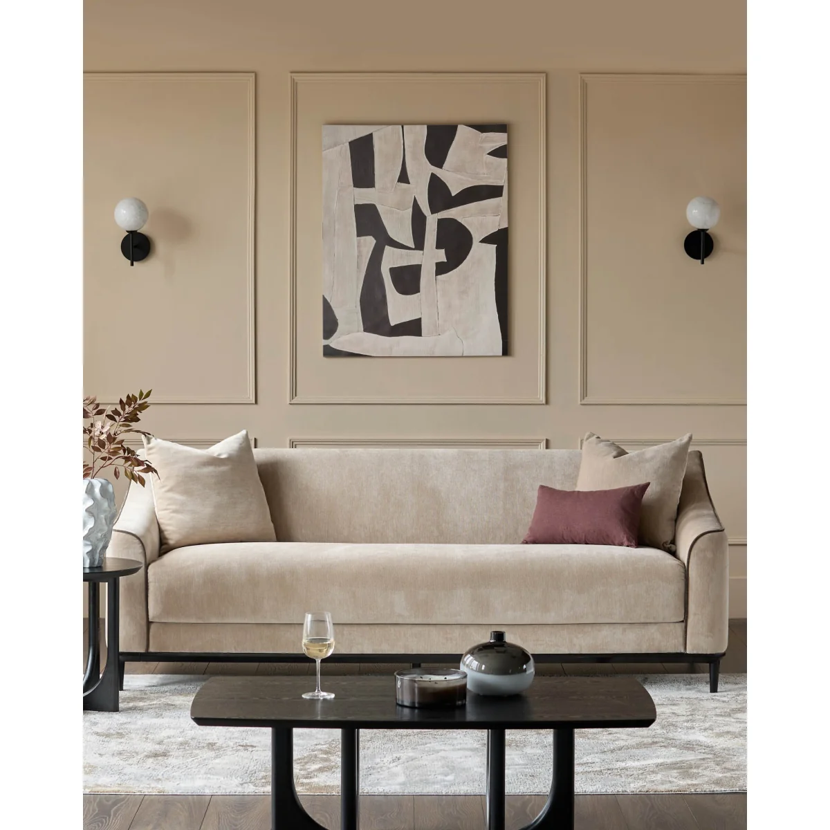 Julep champagne fabric 3 seater sofa – image 2