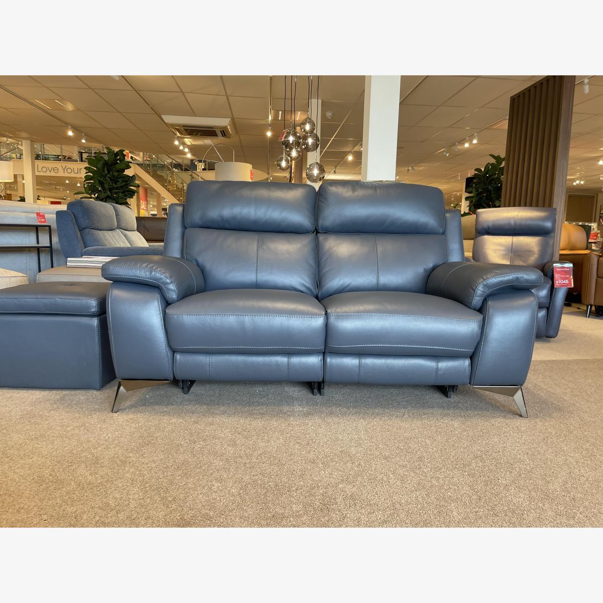 Missouri 2 seater power sofa with power headrests + tray storage stool