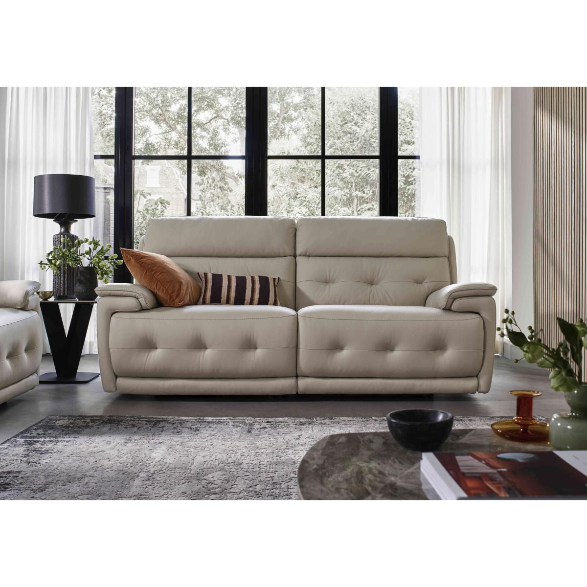 Brescia Leather 3 Seater Sofa - Light Grey – image 2