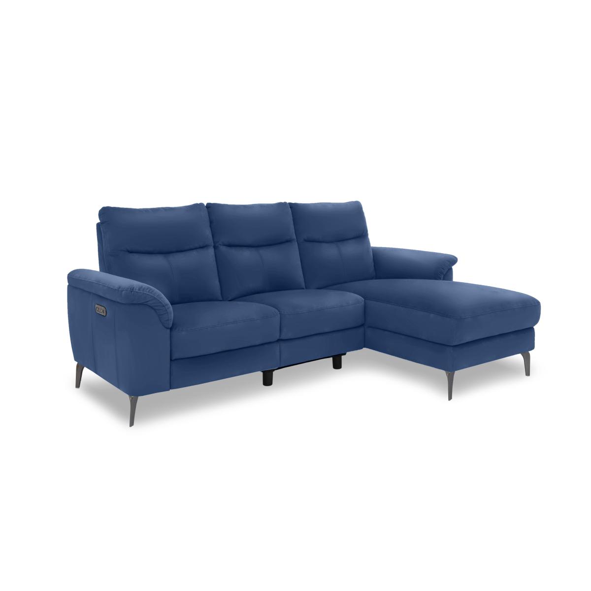 Morgan Leather 3 Seater Sofa with Left Hand Facing Chaise End - Montana Navy – image 3