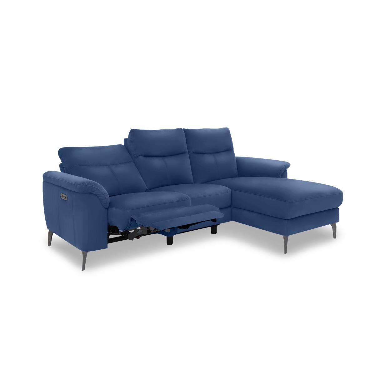 Morgan Leather 3 Seater Sofa with Left Hand Facing Chaise End - Montana Navy – image 4