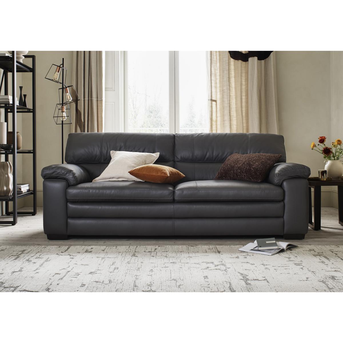 Cozee 3 Seater Leather Sofa and 2 Seater Leather Sofa Set - Shale Grey – image 2