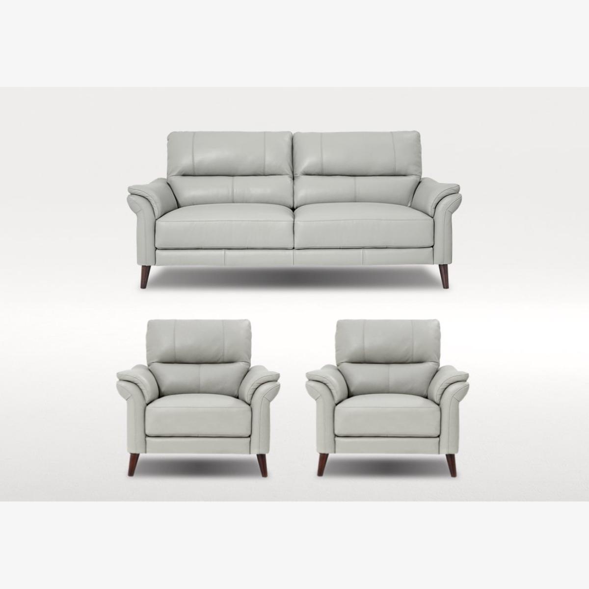 Winner 3 Seater Leather Sofa and 2 Leather Armchairs Bundle – image 1