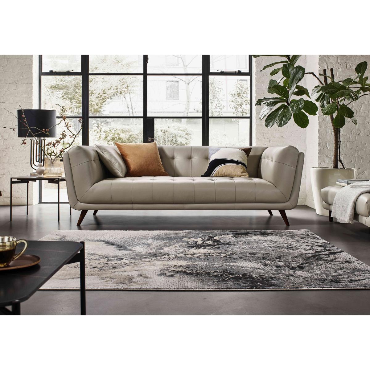 Rene 3 Seater Leather Sofa - Florida Lead Grey – image 2