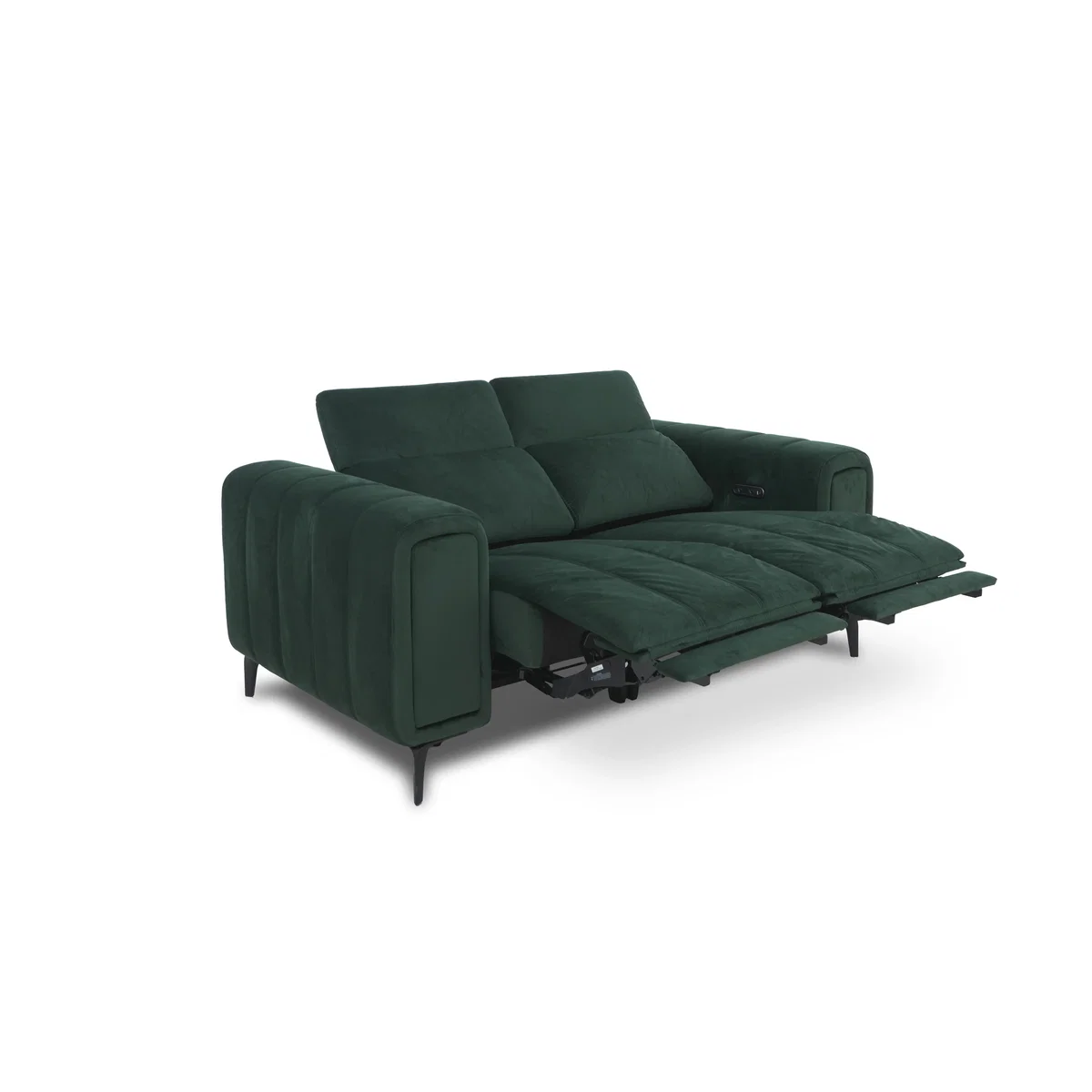 Elphaba Two 2 Seater Fabric Sofas with Power Recliners and Storage Arms - Bottle Green – image 6