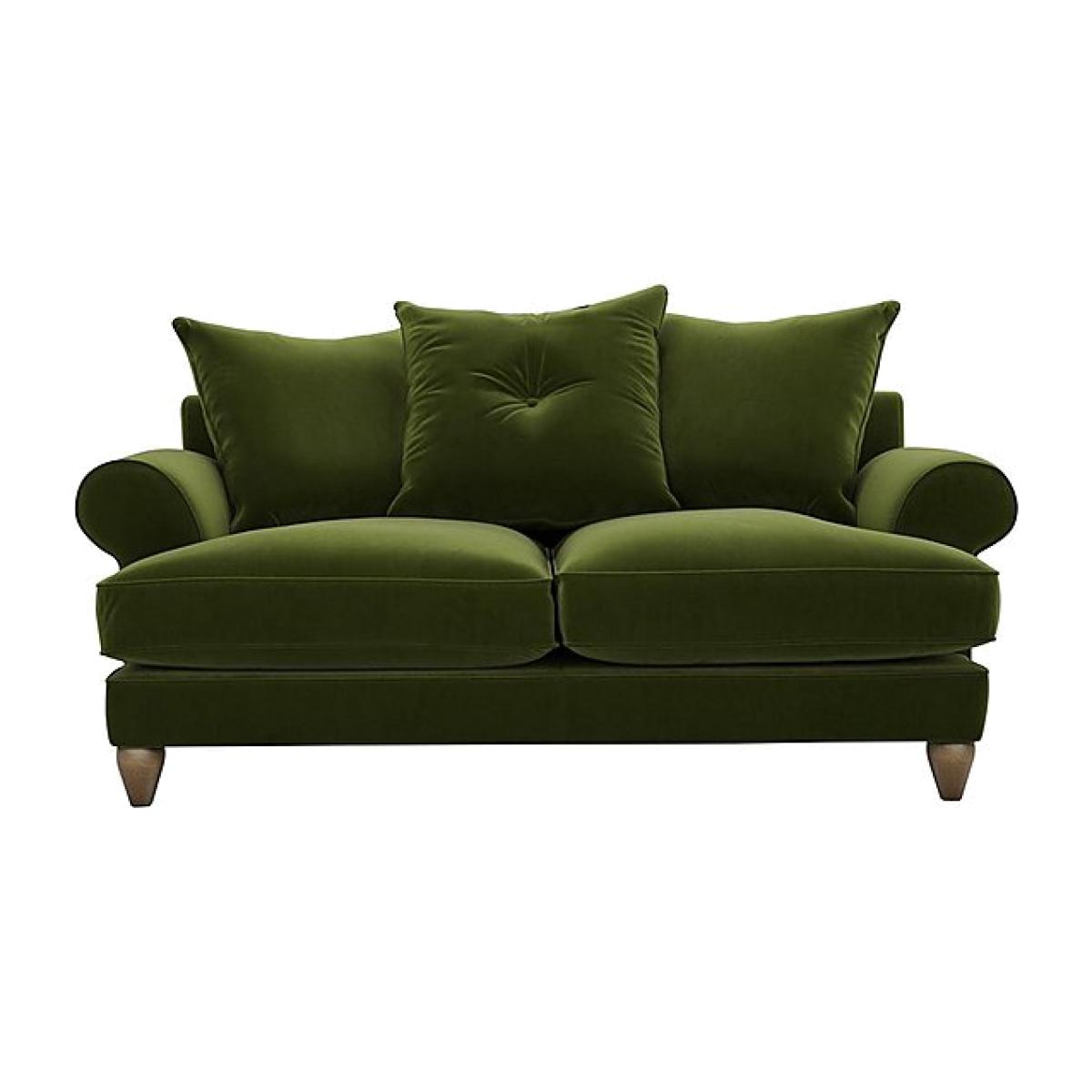 The Lounge Co. - Bronwyn 2.5 Seater Fabric Scatter Back Foam Fill Sofa With Walnut Feet - Woodland Moss
