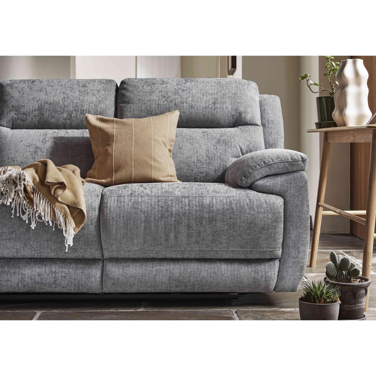 Touch 3 Seater Heavy Duty Fabric Manual Recliner Sofa - R27 Pewter – image 3