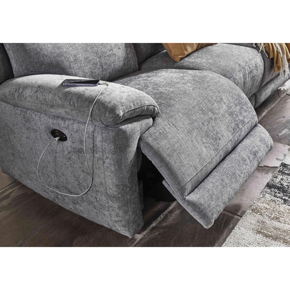 Touch 3 Seater Heavy Duty Fabric Manual Recliner Sofa - R27 Pewter – image 4