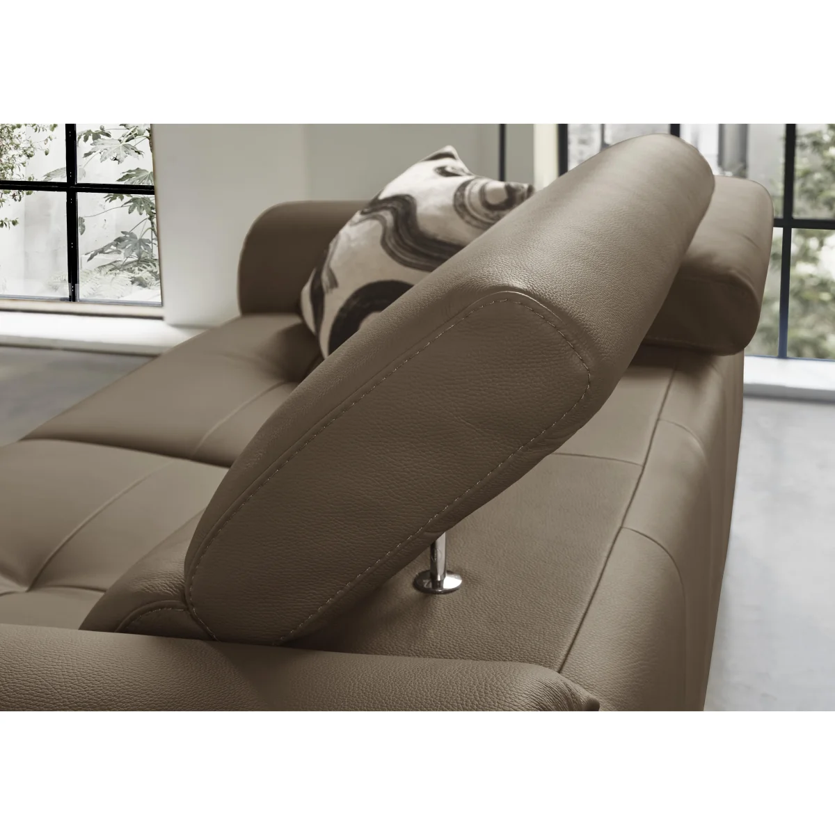Nicoletti - Nicole 3 Seater Leather Power Recliner Sofa with Power Headrests - Torello Tortora – image 4