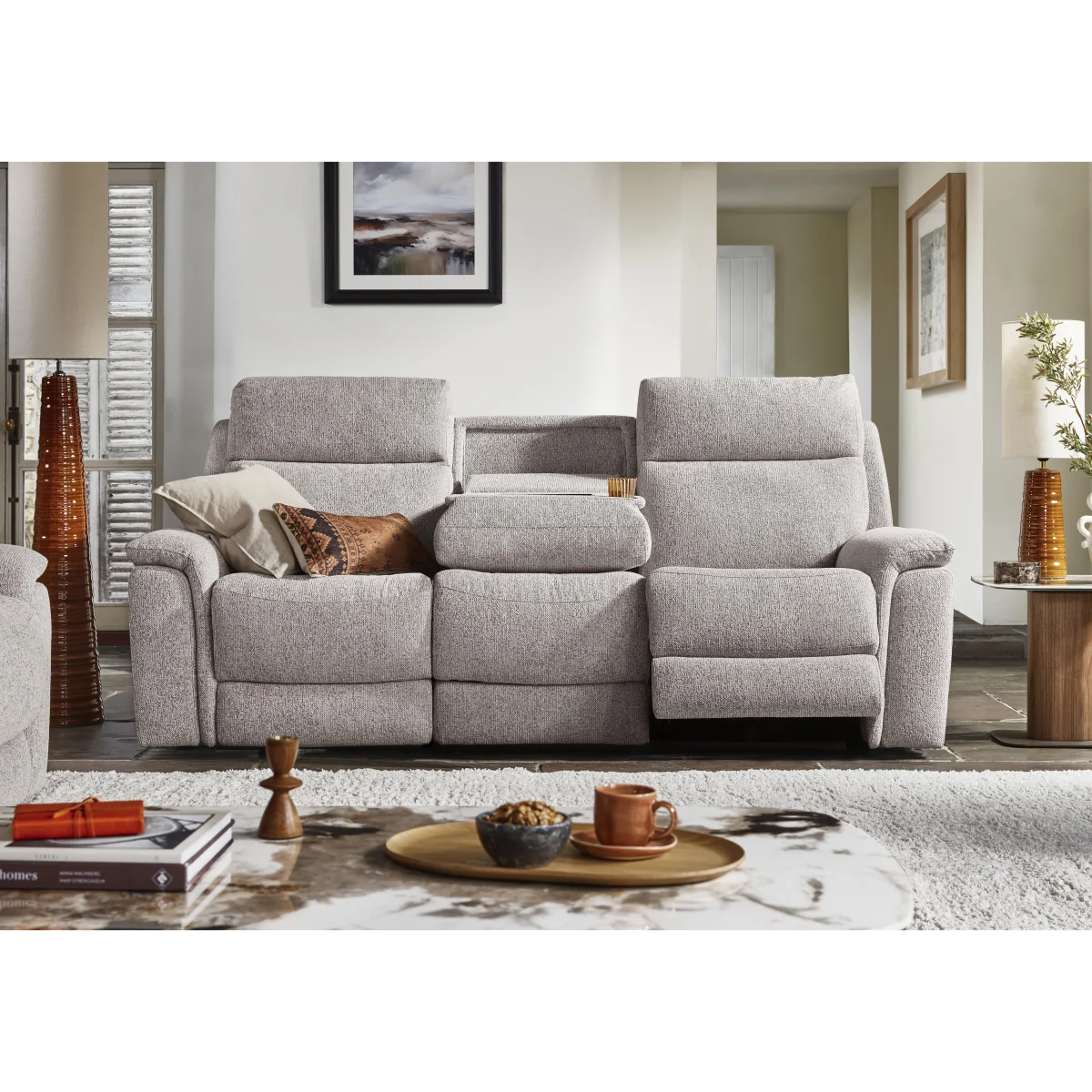 Comfort Story - Chill 3 Seater Power Recliner Sofa with Bluetooth and Drop Down Console - R110 Sand - Sofas and Armchairs - In Time for Christmas – image 2