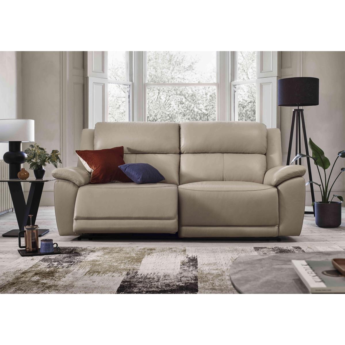 Utah 3 Seater Leather Sofa - Blu – image 3