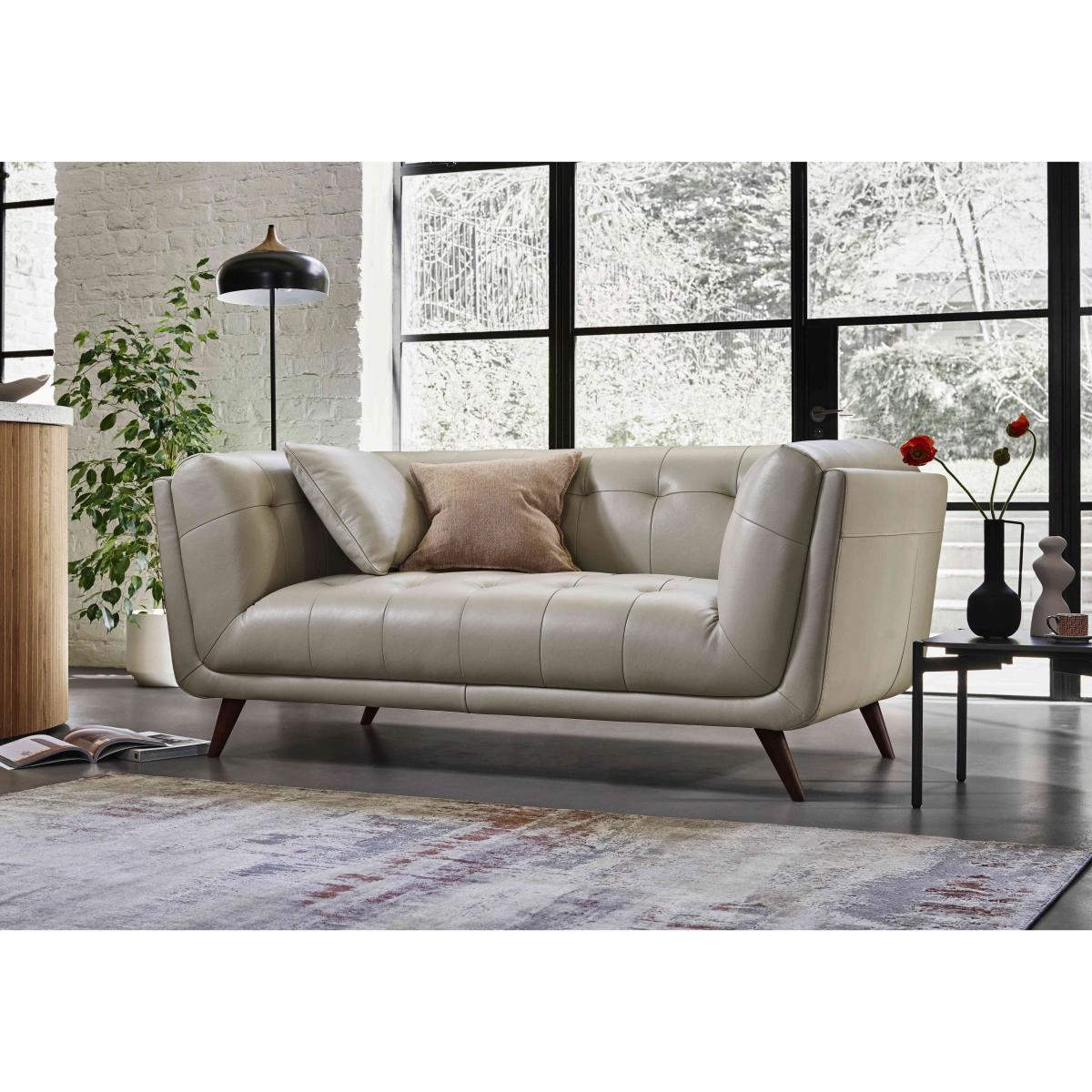 Rene 2 Seater Leather Sofa - Granite – image 2