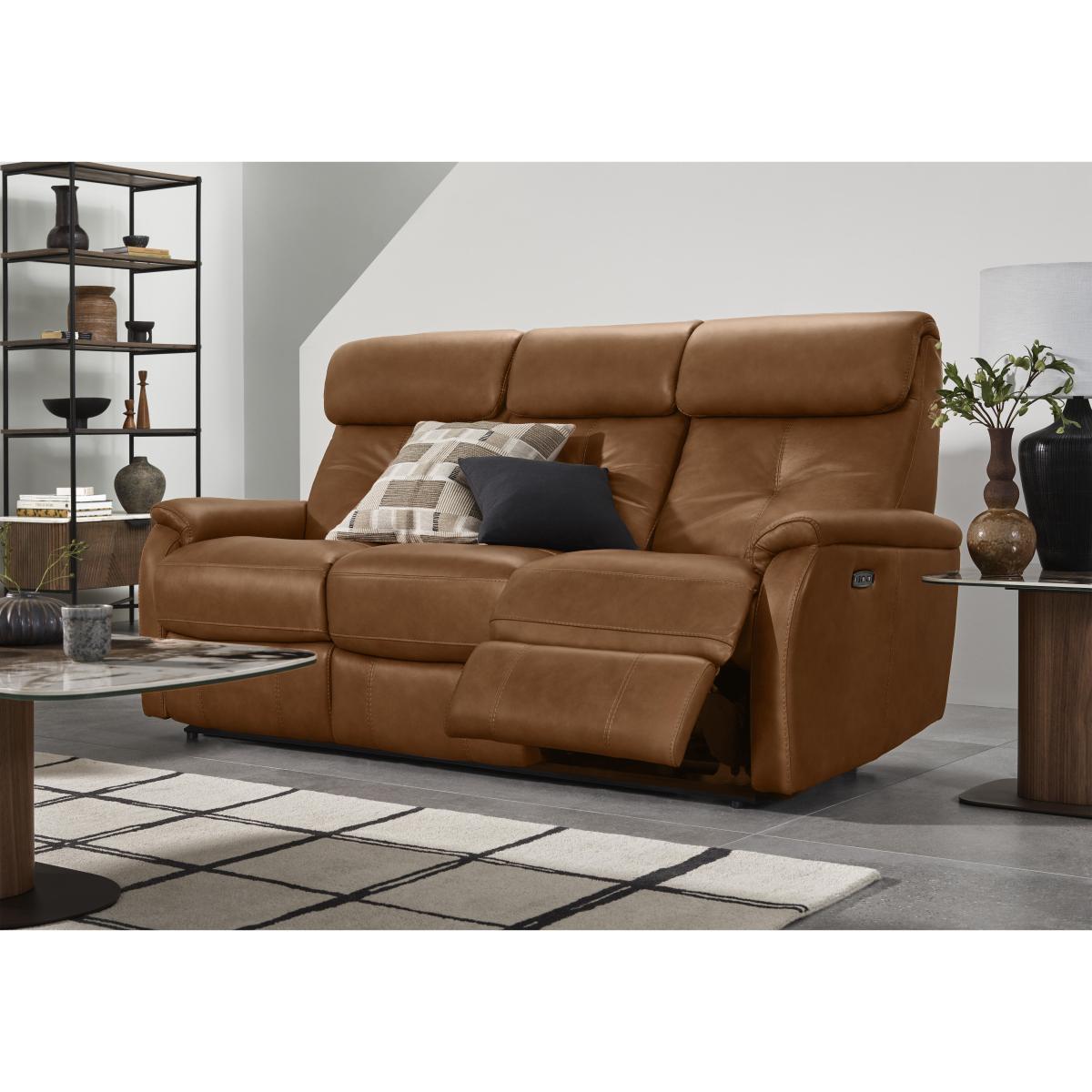 World of Leather - Compact Collection Titch Leather 3 Seater Sofa - Tobacco – image 2