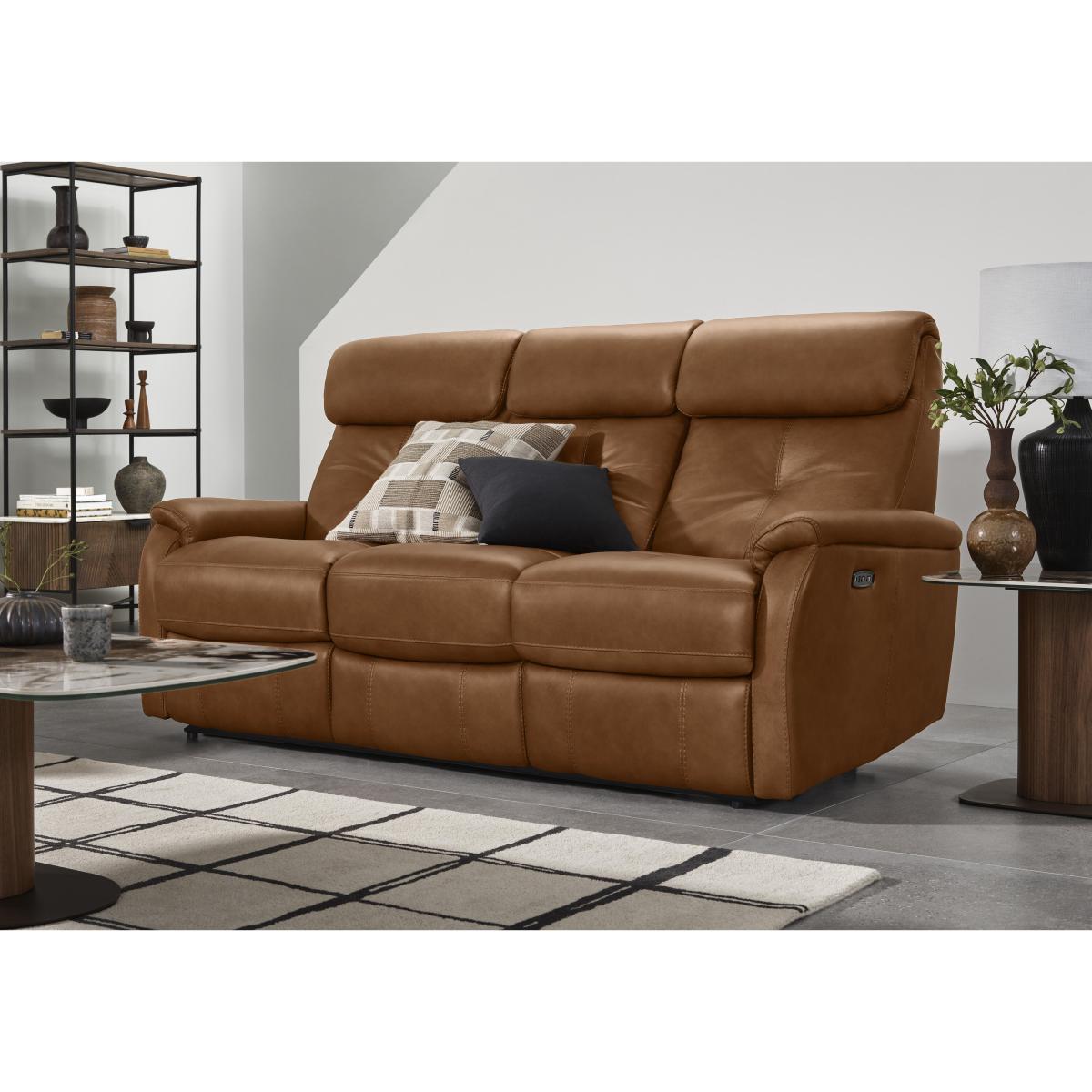 World of Leather - Compact Collection Titch Leather 3 Seater Sofa - Tobacco – image 3