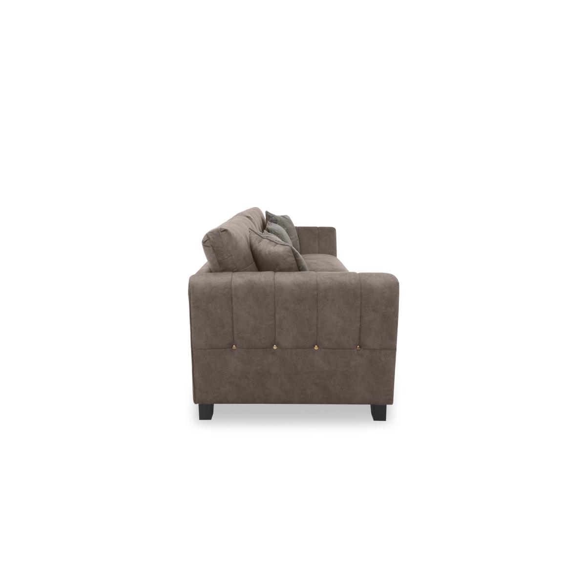Ariana 4 Seater Fabric Classic Back Split Frame Sofa with Brass Insert - Dapple Chocolate with Brass Insert – image 6