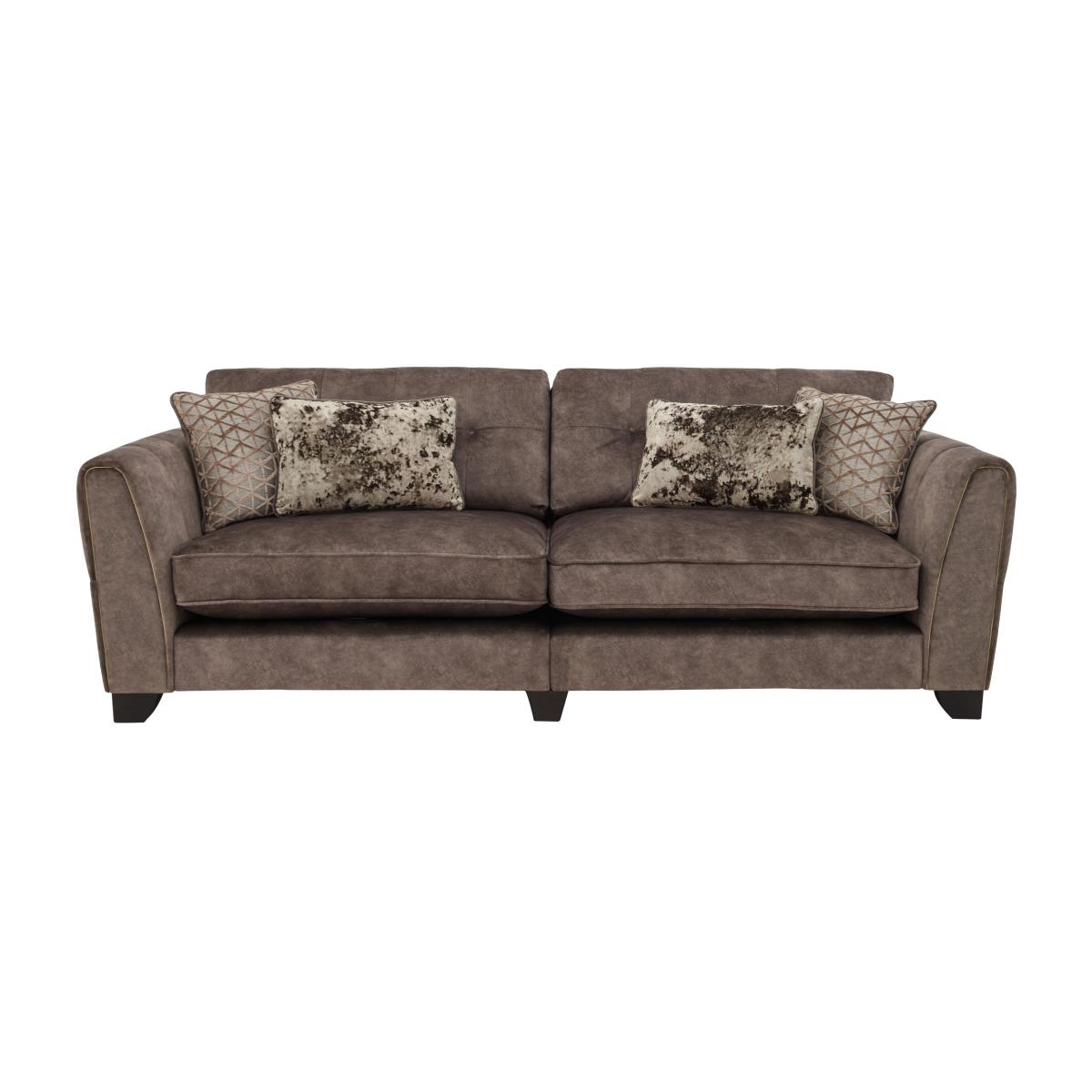 Ariana 4 Seater Fabric Classic Back Split Frame Sofa with Brass Insert - Dapple Chocolate with Brass Insert – image 1