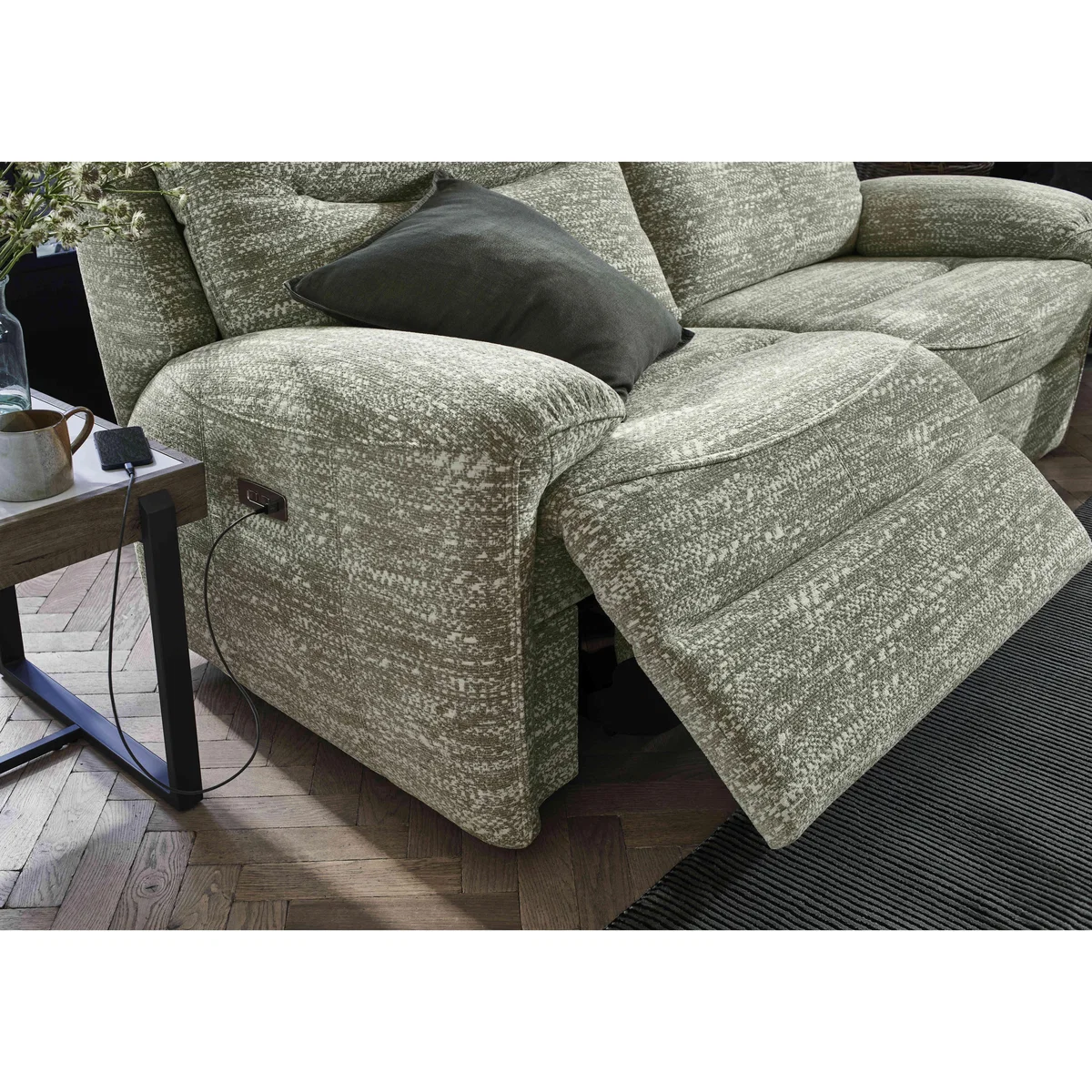G Plan - Amesbury Fabric 3 Seater Sofa with Power Recliner - Checkers Smoke – image 6
