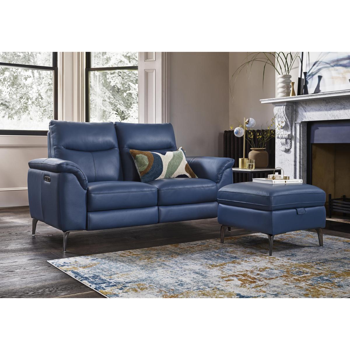 Morgan Leather 3 Seater Sofa with Power Recliner - Lavender – image 3