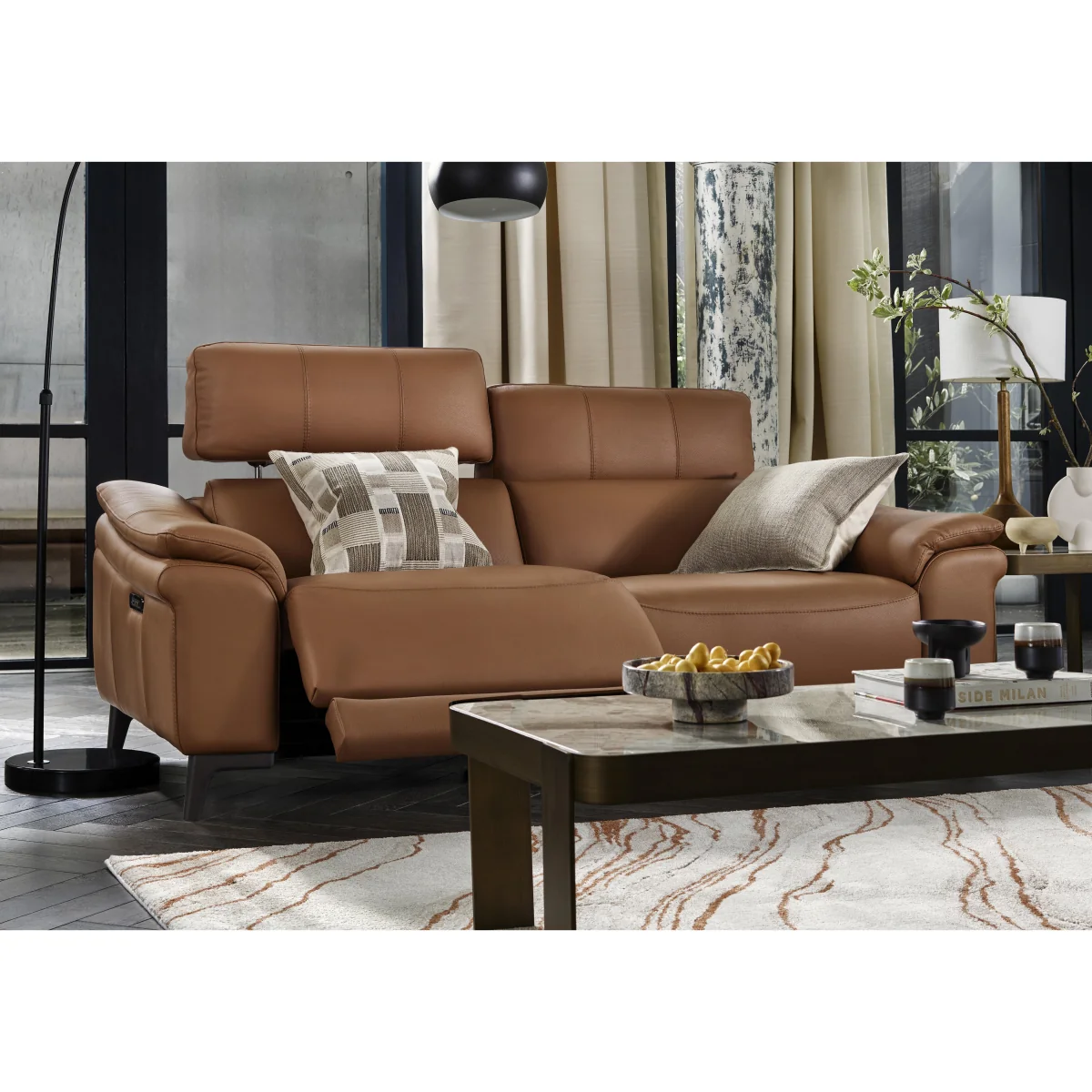 Nicoletti - Marconi 3 Seater Leather Power Recliner Sofa with Power Headrests - Botero Bianco – image 2