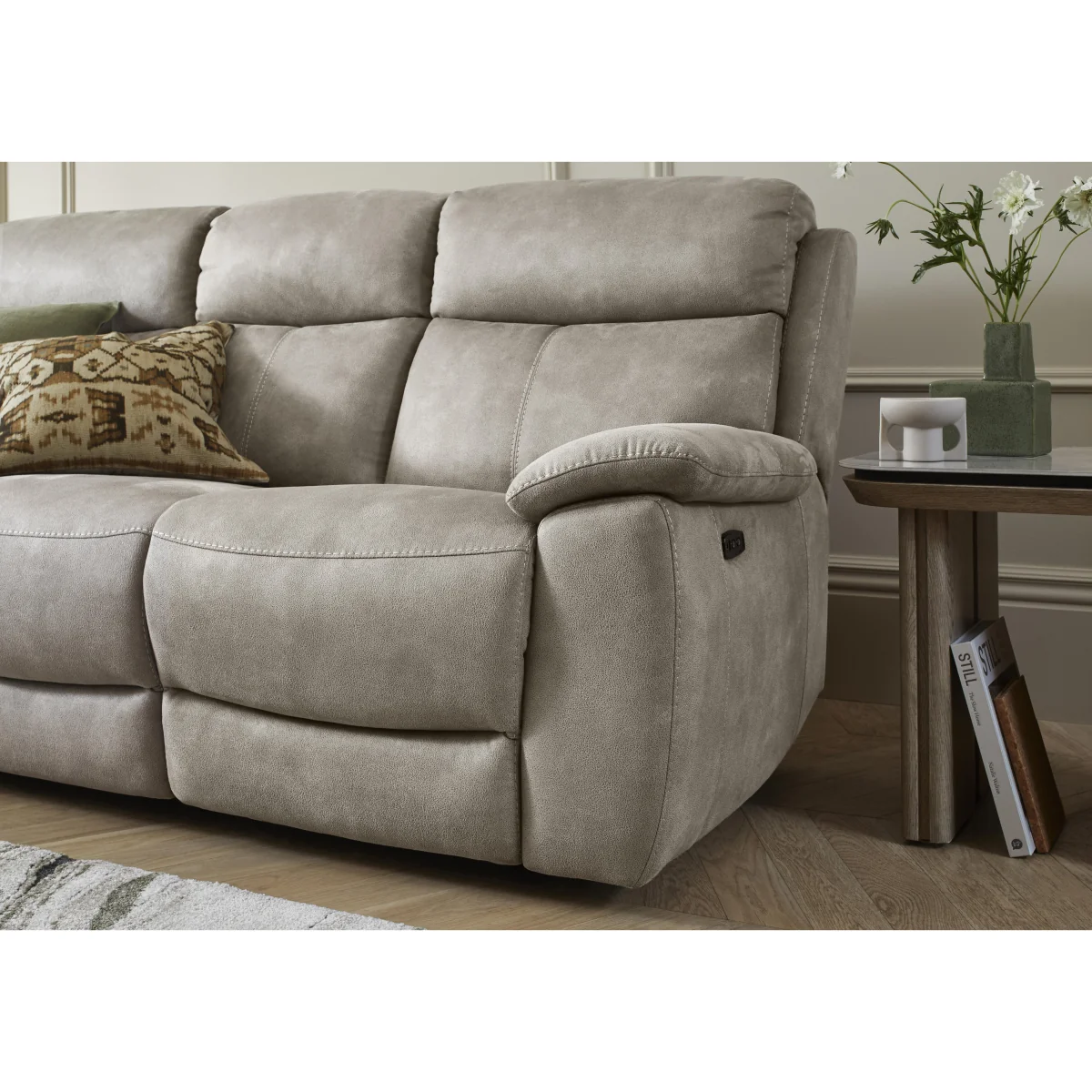Echo 3 Seater Fabric Power Recliner Sofa and 2 Armchairs Set - Silver – image 3