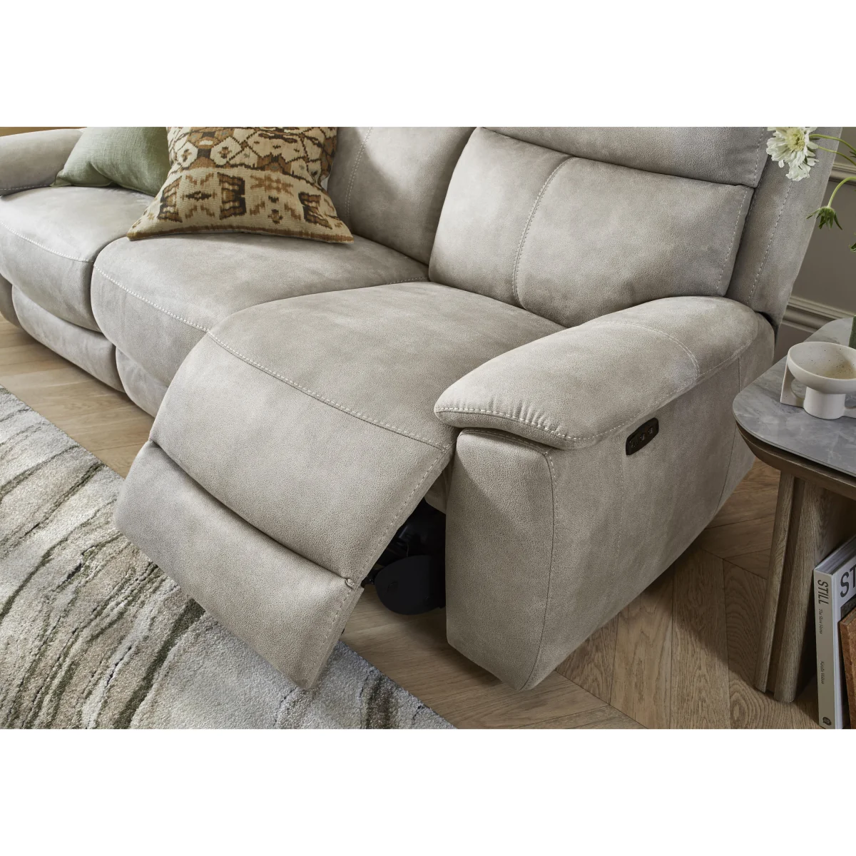 Echo 3 Seater Fabric Power Recliner Sofa and 2 Armchairs Set - Silver – image 5
