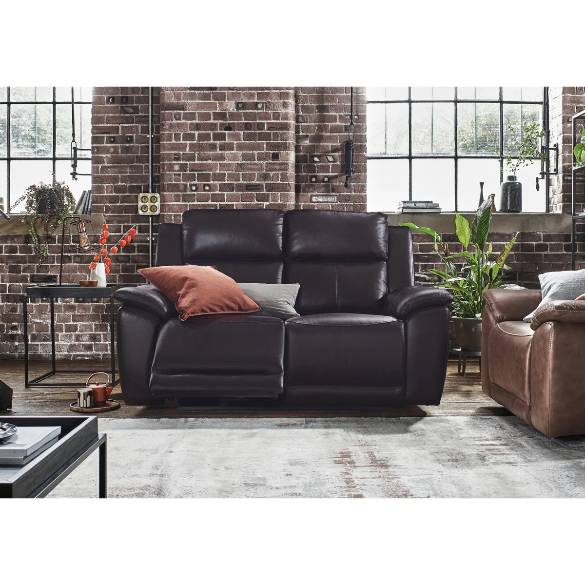Utah 2 Seater Leather Sofa with Power Recliner - Grey – image 2