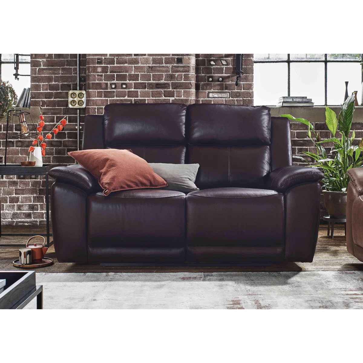 Utah 2 Seater Leather Sofa with Power Recliner - Grey – image 3