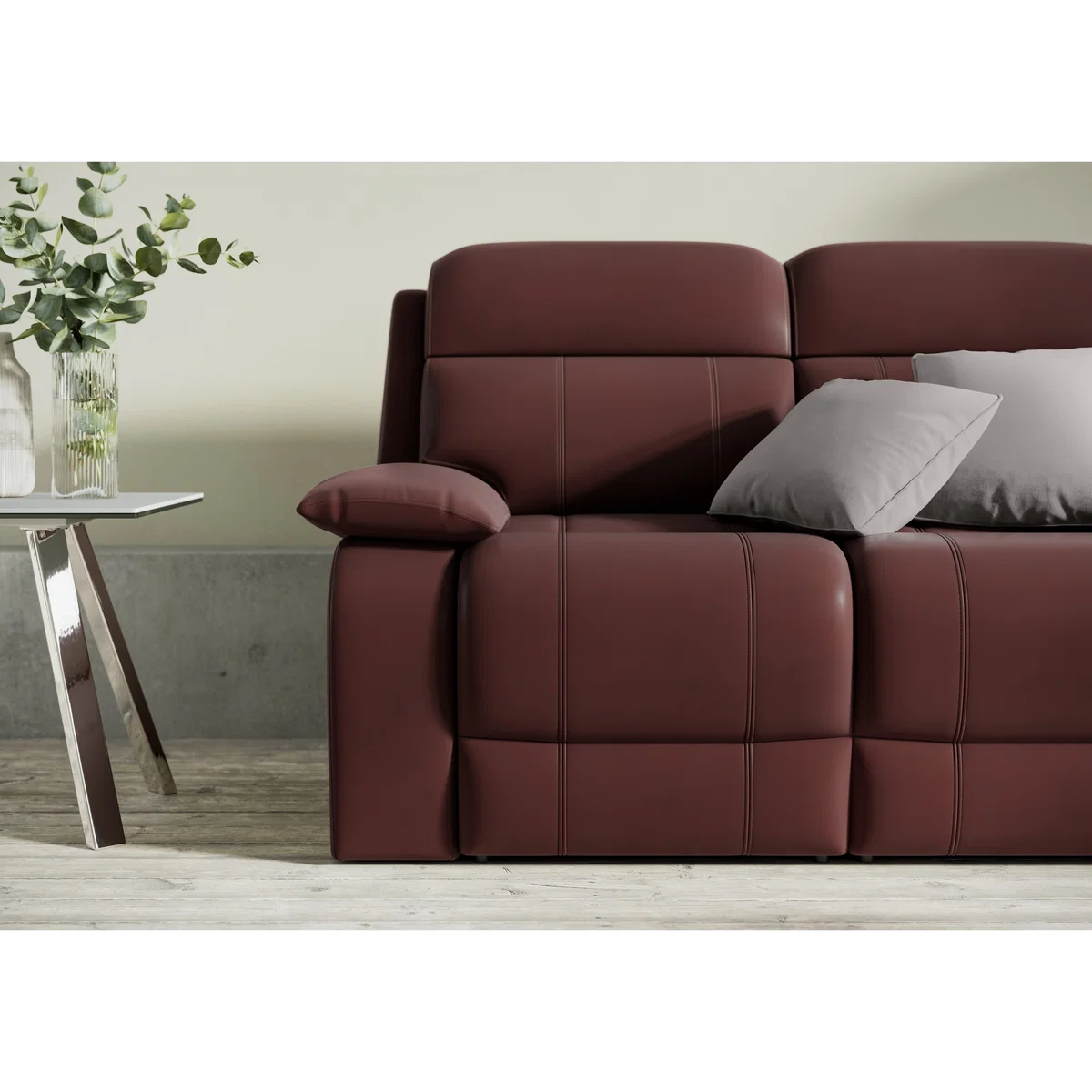 Moreno 2 Seater NC Leather Sofa with Power Recliner - Carribean Sea – image 3