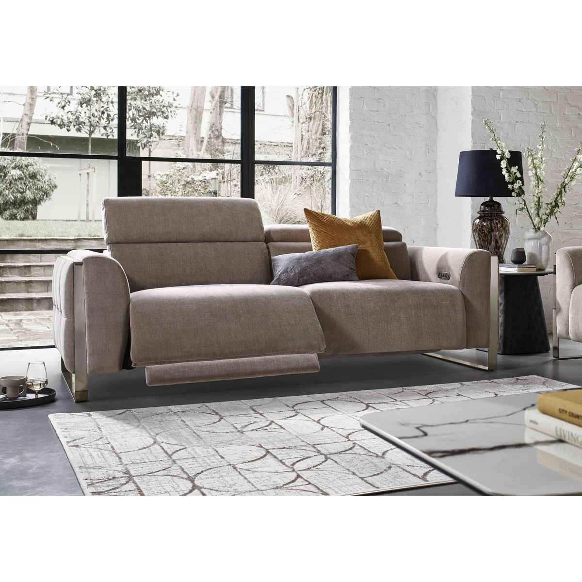 Gisella Fabric 2 Seater Power Recliner Sofa with Power Headrests - Dexter Pumpkin – image 2