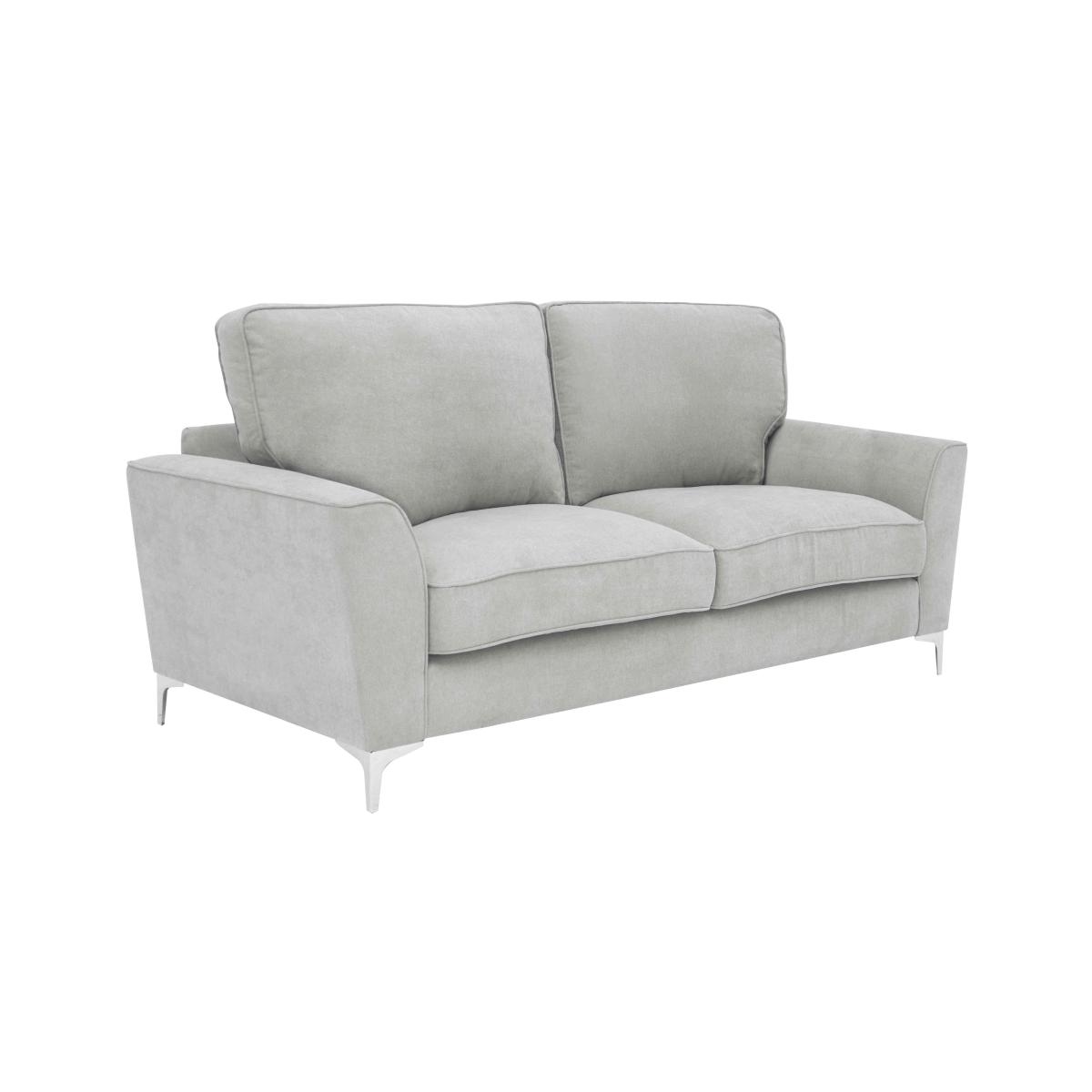 Legend 3 Seater Classic Back Fabric Sofa with Chrome Feet - Kingston Silver – image 5