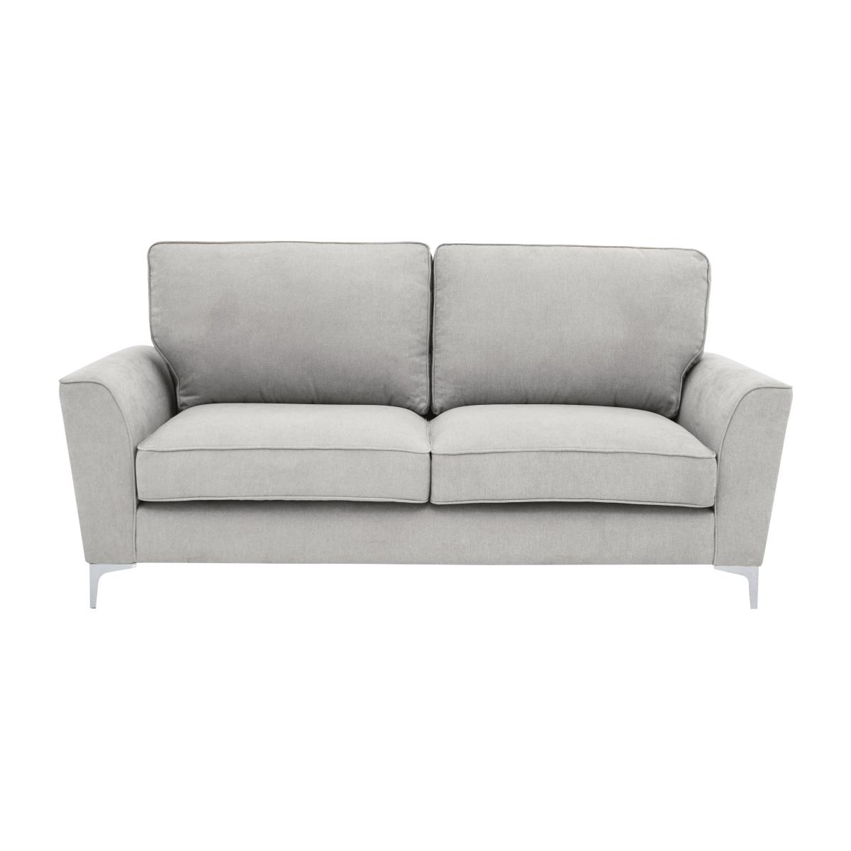 Legend 3 Seater Classic Back Fabric Sofa with Chrome Feet - Kingston Silver – image 1