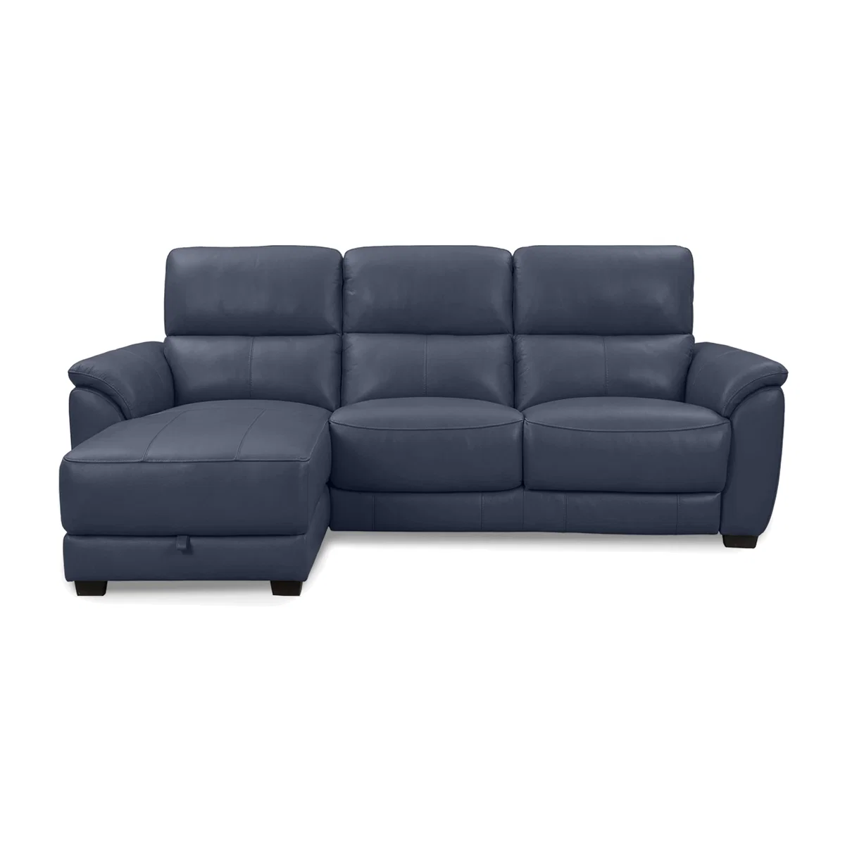 World of Leather - Saffron BV Leather 3 Seater Sofa with Storage Left Hand Facing Chaise End - BV Ocean Blue – image 1