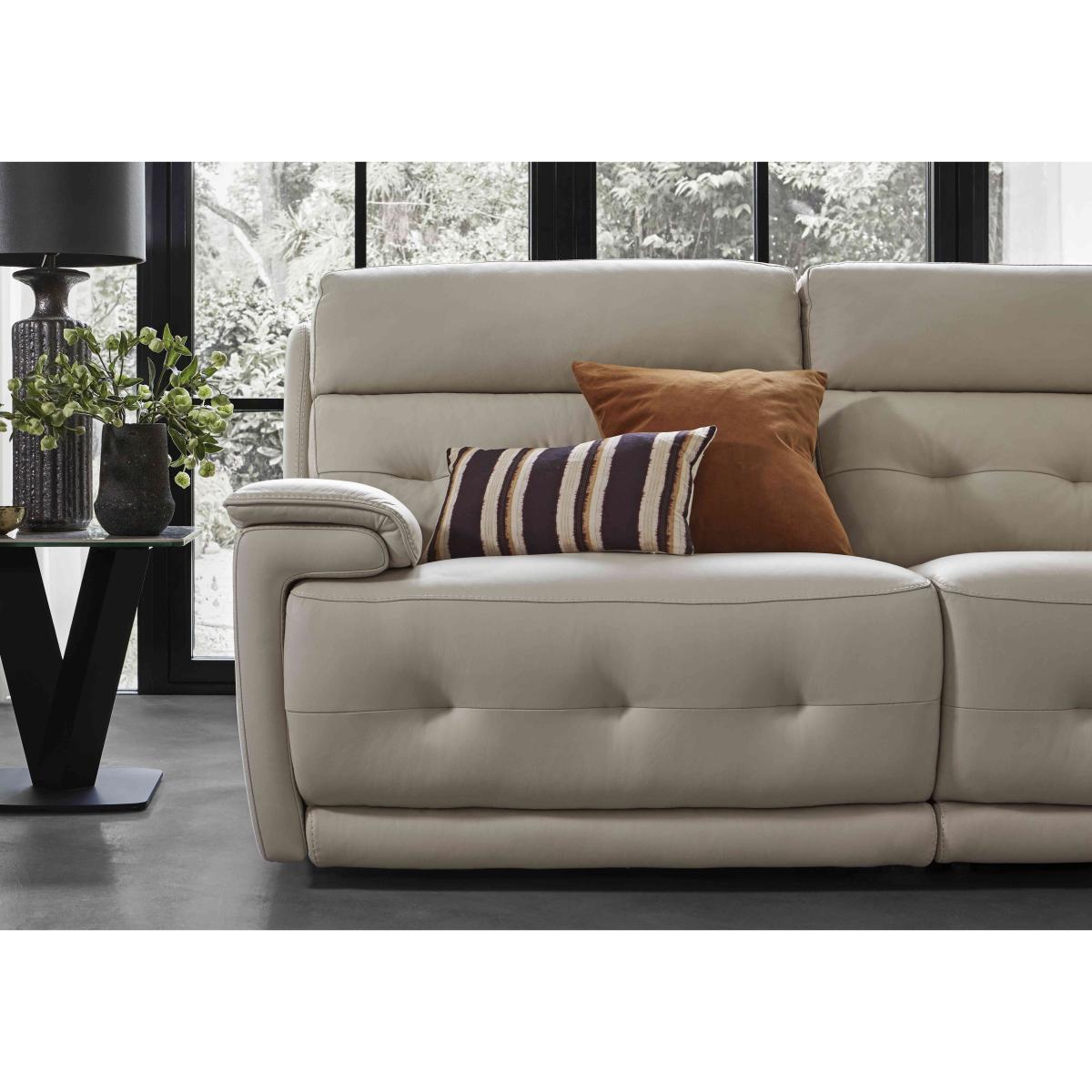Brescia Leather 2 Seater Sofa with Power Recliner - Pearl Blue – image 2