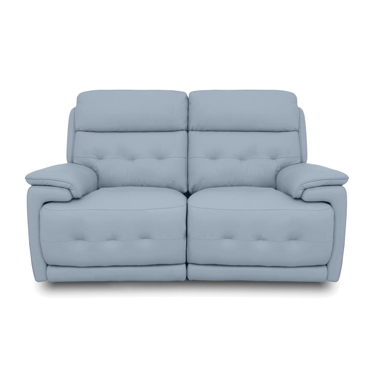 Brescia Leather 2 Seater Sofa with Power Recliner - Pearl Blue – image 1