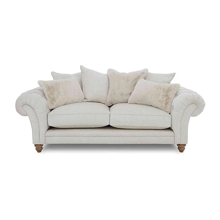 Boutique Collection - Blenheim 3 Seater Scatter Back Sofa - Darwin Ivory with Oak Feet