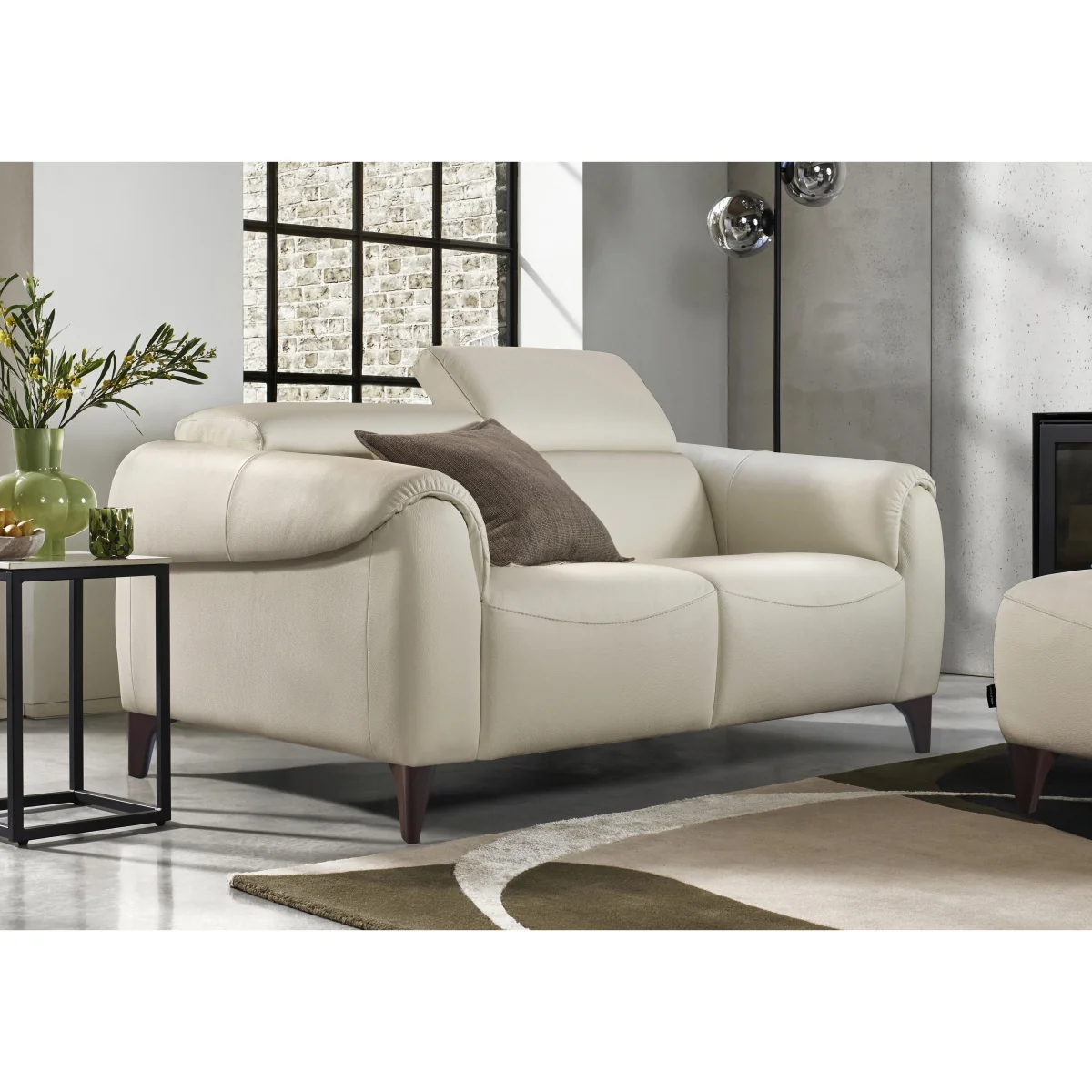 Nicoletti - Nicole 2 Seater Leather Recliner Sofa with Headrests and Power Lumbar - Torello Grigio Scuro – image 2