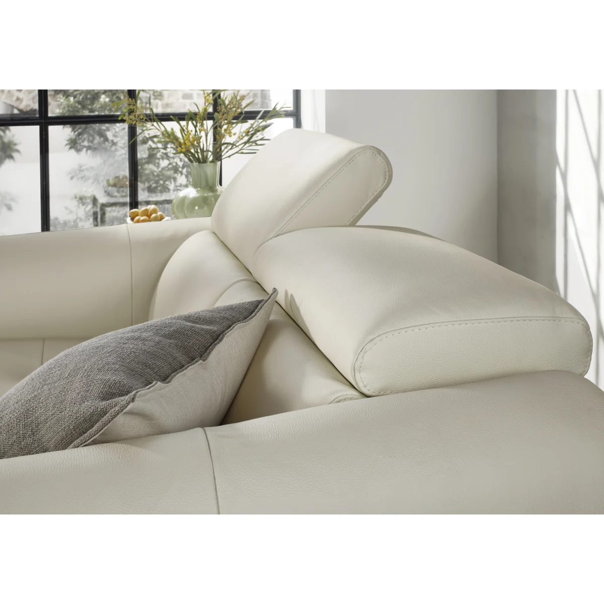 Nicoletti - Nicole 2 Seater Leather Recliner Sofa with Headrests and Power Lumbar - Torello Grigio Scuro – image 4