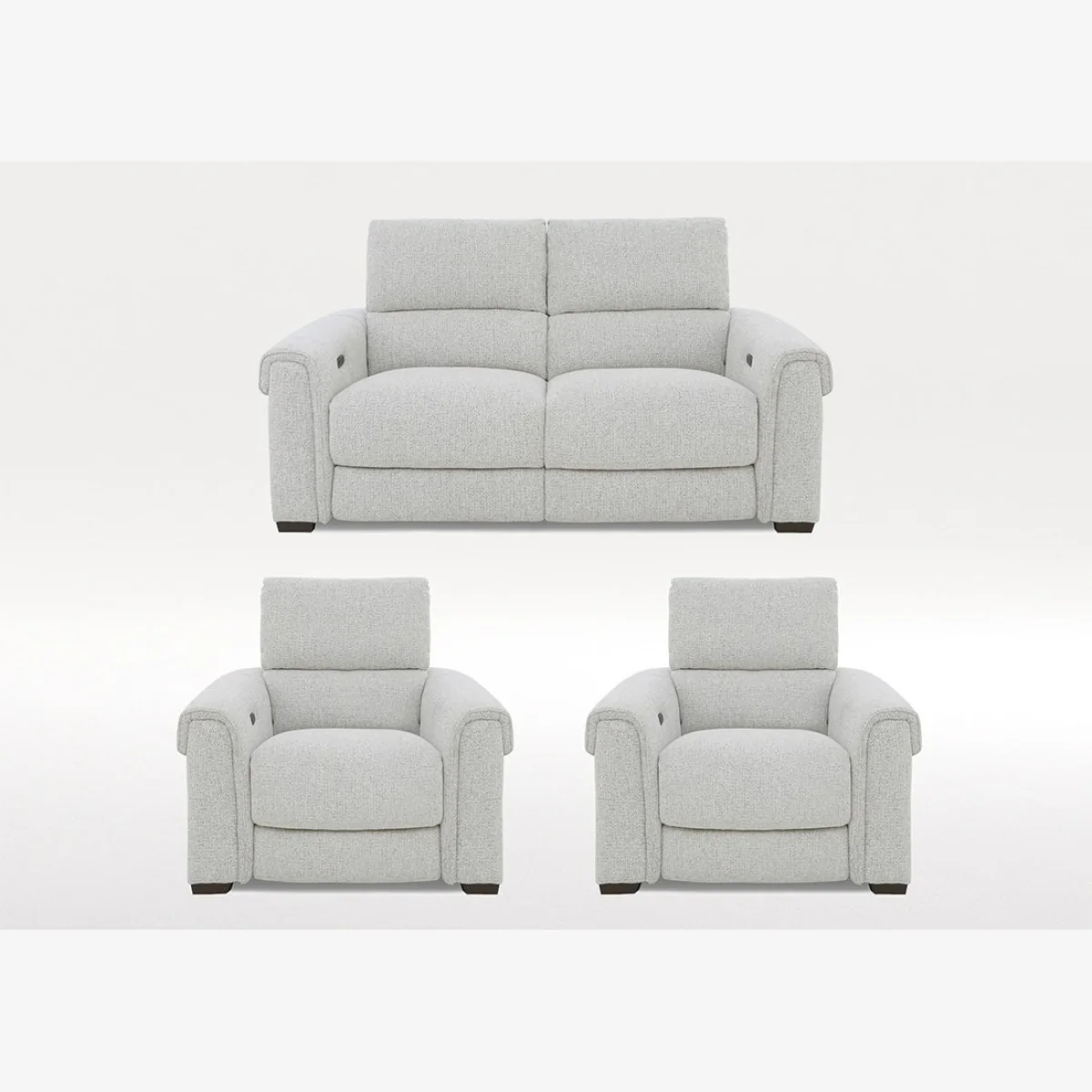 Nixon 2 Seater Fabric Power Recliner Sofa and 2 Armchairs Set - Oyster – image 1